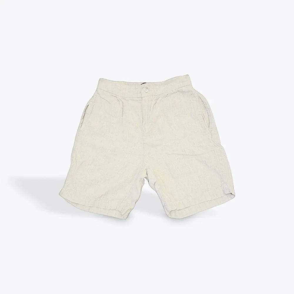 Tahari Essentials Womens 100% Linen Shorts Beige Elastic Waist Size‎ S Oatmeal
